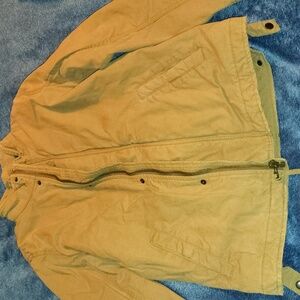 American Eagle Outfitters Tan Jacket with Striped Lining